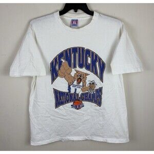 Vintage 90s 1996 Single Stitch Kentucky Wildcats Graphic T-Shirt / White / XL